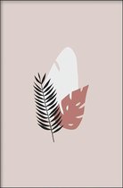 Walljar - Tropical Leaves Light - Muurdecoratie - Poster met lijst