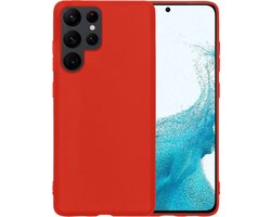 Hoesje - Geschikt voor Samsung Galaxy S22 Ultra - Sterk & Shockproof - Siliconen Case - Hoes Cover - Telefoonhoes - Rood