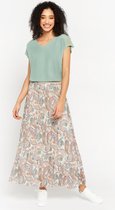LOLALIZA T-shirt met V-hals - Licht Groen - Maat XL