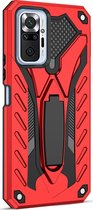 Xiaomi Redmi Note 10 Pro Hoesje - Mobigear - Armor Stand Serie - Hard Kunststof Backcover - Rood - Hoesje Geschikt Voor Xiaomi Redmi Note 10 Pro