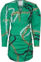 zoe karssen - dames -  marikoo fancy jurk met lange mouwen -  groene ketting print - xl