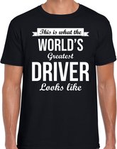 Worlds greatest driver cadeau t-shirt zwart voor heren - Cadeau verjaardag t-shirt coureur M