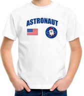Astronaut met stuur verkleed t-shirt wit voor kinderen - Ruimtevaart/ruimte carnaval / feest shirt kleding / kostuum S (122-128)