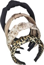 Diadeem - haarband met knoop - zwart of goudbruin of panter of bloemen — Bloemen