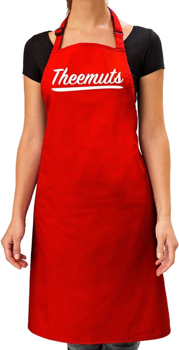 Theemuts keukenschort rood voor dames - Moederdag - bbq schort