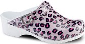 Sanita klompen klompen - Flex - model 314 - Wildlife Leopard roze - Maat: 42