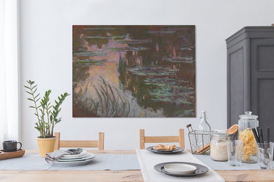 Tableau sur toile Les Nymphéas au soleil couchant - Tableau de Claude Monet - 120x90 cm - Décoration murale
