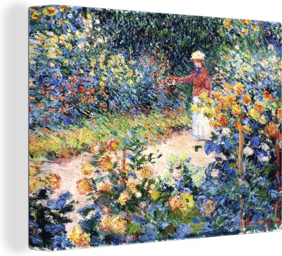 Canvas Schilderij In de tuin - Schilderij van Claude Monet - 40x30 cm - Wanddecoratie