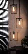 Hanglamp Eetkamer 3x Quadrata getrapt / Oud zilver - Industrieel hanglampen - industriële Design Plafond lamp