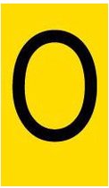 Mini letter O, geel zwart 14 x 19 mm - 54/vel