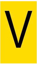 Mini letter V, geel zwart 9 x 13 mm - 110/vel