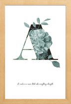 JUNIQE - Poster met houten lijst Flower Alphabet - A -30x45 /Kleurrijk