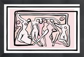 JUNIQE - Poster in houten lijst Psychedelic Nudes -40x60 /Roze & Zwart