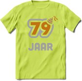 79 Jaar Feest T-Shirt | Goud - Zilver | Grappig Verjaardag Cadeau Shirt | Dames - Heren - Unisex | Tshirt Kleding Kado | - Groen - L
