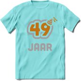 49 Jaar Feest T-Shirt | Goud - Zilver | Grappig Verjaardag Cadeau Shirt | Dames - Heren - Unisex | Tshirt Kleding Kado | - Licht Blauw - M