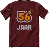 56 Jaar Feest T-Shirt | Goud - Zilver | Grappig Verjaardag Cadeau Shirt | Dames - Heren - Unisex | Tshirt Kleding Kado | - Burgundy - L