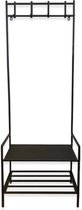 Garderoberek – Haluta - Halmeubel - 4 Haken – Industrieel - Zwart - 33 x 61 x 169 cm