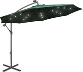 vidaXL Zweefparasol met LED-verlichting en metalen paal 300 cm groen