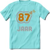 87 Jaar Feest T-Shirt | Goud - Zilver | Grappig Verjaardag Cadeau Shirt | Dames - Heren - Unisex | Tshirt Kleding Kado | - Licht Blauw - M