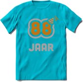 88 Jaar Feest T-Shirt | Goud - Zilver | Grappig Verjaardag Cadeau Shirt | Dames - Heren - Unisex | Tshirt Kleding Kado | - Blauw - M