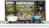 Spatscherm keuken 120x60 cm - Kookplaat achterwand Tuin der lusten - schilderij van Jheronimus Bosch - Muurbeschermer - Spatwand fornuis - Hoogwaardig aluminium