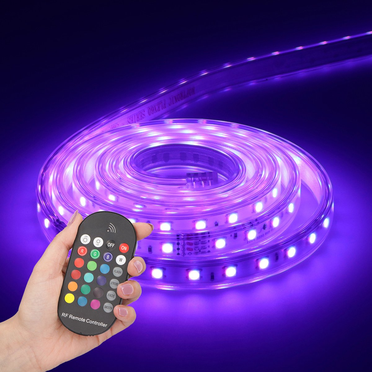 kefflum Led-Lichtslang Voor Buiten, Met Afstandsbediening Geheugenfunctie, 504 Leds Warmwit, Met 6 Modi Helderheid Dimbaar Time Waterdicht Ip65