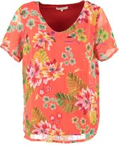 Signe nature gevoerd blouse shirt oranjerood multi - valt kleiner - Maat 42