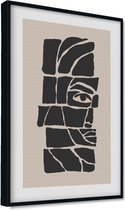 Akoestische panelen - Geluidsisolatie - Akoestische wandpanelen - Akoestisch schilderij AcousticPro® - paneel met surrealistische gezichtslijn tekening - Design 57 - Premium - 100x