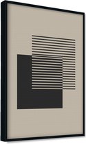 Akoestische panelen - Geluidsisolatie - Akoestische wandpanelen - Akoestisch schilderij AcousticPro® - paneel met grafisch element - Design 12 - basic - 100x70 - zwart- Wanddecorat