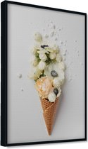 Akoestische panelen - Geluidsisolatie - Akoestische wandpanelen - Akoestisch schilderij AcousticPro® - paneel met abstracte ijshoorn met bloemen - Design 82 - Basic - 100x70 - Wit-