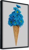 Akoestische panelen - Geluidsisolatie - Akoestische wandpanelen - Akoestisch schilderij AcousticPro® - paneel met abstracte ijshoorn met bloemen - Design 71 - Basic - 100x70 - zwar