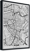 Akoestische panelen - Geluidsisolatie - Akoestische wandpanelen - Akoestisch schilderij AcousticPro® - paneel met plattegrond van Rome, Italie - Design 74 - Basic - 60X90 - zwart-