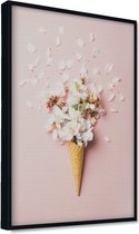 Akoestische panelen - Geluidsisolatie - Akoestische wandpanelen - Akoestisch schilderij AcousticPro® - paneel met abstracte ijshoorn met bloemen - Design 83 - Basic - 60X90 - Wit-