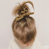 Mini scrunchie met strik - brown rib | Groen | Baby
