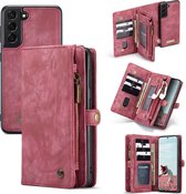 Samsung S21 FE hoesje CaseMe Vintage portemonnee Bookcase Rood