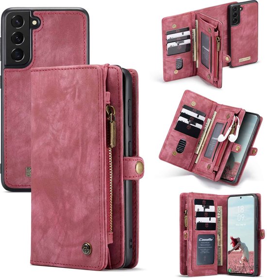 thumbnail: JVS Products Samsung Galaxy S21 FE Hoesje - Backcover - Koord - Pasjeshouder - Portemonnee - Kunstleer - Bruin