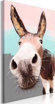 Schilderij - Curious Donkey (1 Part) Vertical.