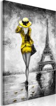 Schilderij - Parisian Woman (1 Part) Vertical Yellow.