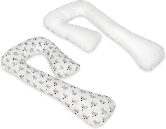 Voedingskussen - Zijslaapkussen - 235 cm - 100% katoen - wit met vosjes