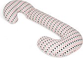 Body pillow - 240 cm - 100% katoen - zwart roze en grijze hartjes