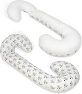 Body pillow - 240 cm - 100% katoen - wit en wit met vosjes