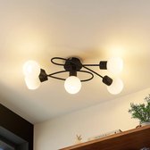 Lindby - LED plafondlamp - 5 lichts - ijzer, glas - H: 19 cm - E14 - , opaalwit - Inclusief lichtbronnen