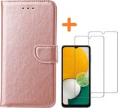 hoesje Geschikt voor Samsung A13 hoesje Rose Goud bookcase - Samsung Galaxy A13 4G hoesje bookcase portemonnee hoesje - A13 Hoesje book cover - hoesjes Samsung A13 screenprotector / 2X Beschermglas