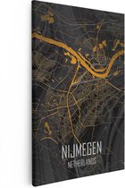Artaza - Peinture sur Canevas - Carte de la ville de Nijmegen en noir et or - 20x30 - Petit - Photo sur Toile - Impression sur Toile