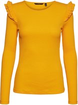 Vero Moda T-shirt Vmisla Ls Frill Top Jrs Ga 10257948 Radiant Yellow Dames Maat - S