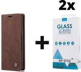 CaseMe Bookcase Pasjeshouder Hoesje Samsung Galaxy S20 FE Bruin - 2x Gratis Screen Protector - Telefoonhoesje - Smartphonehoesje