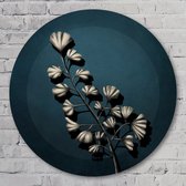3D muurcirkel - Nachtblauw - 80 cm Aluminium Muurcirkel - Bloemen en Planten - Wanddecoratie - Rond Schilderij - Wandcirkel