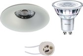 LED Spot Set - Primux Nora Pro - GU10 Fitting - Inbouw Rond - Mat Wit - Ø82mm - Philips - CorePro 827 36D - 5W - Warm Wit 2700K - Dimbaar