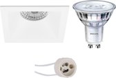 LED Spot Set - Proma Pollon Pro - GU10 Fitting - Inbouw Vierkant - Mat Wit - Verdiept - 82mm - Philips - SceneSwitch 827 36D - 1.5W-5W - Warm Wit 2200K-2700K - Dimbaar