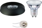 LED Spot Set - Pragmi Vrito Pro - GU10 Fitting - Inbouw Rond - Mat Zwart - Ø82mm - Philips - MASTER 927 36D VLE - 3.7W - Warm Wit 2200K-2700K - DimTone Dimbaar - BSE